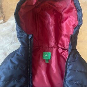 DIP Puffer Vest with Hood Youth XL Unisex Dark Blue Red Lined Full Zip